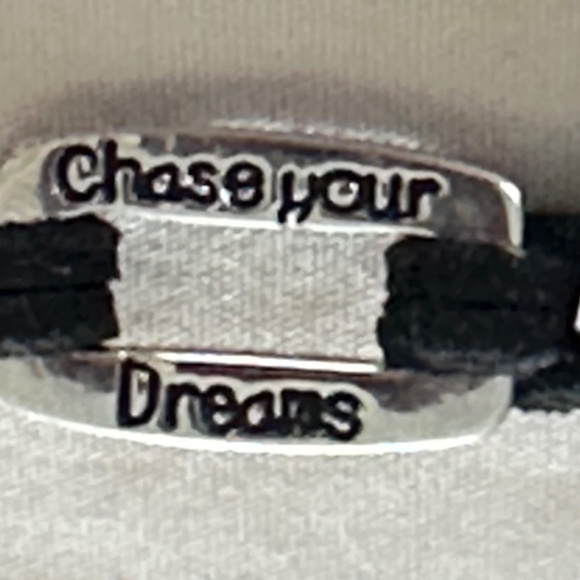 2/$10 Silver tone & double black Cord bracelet “Choose Your Dreams“ - Picture 3 of 15